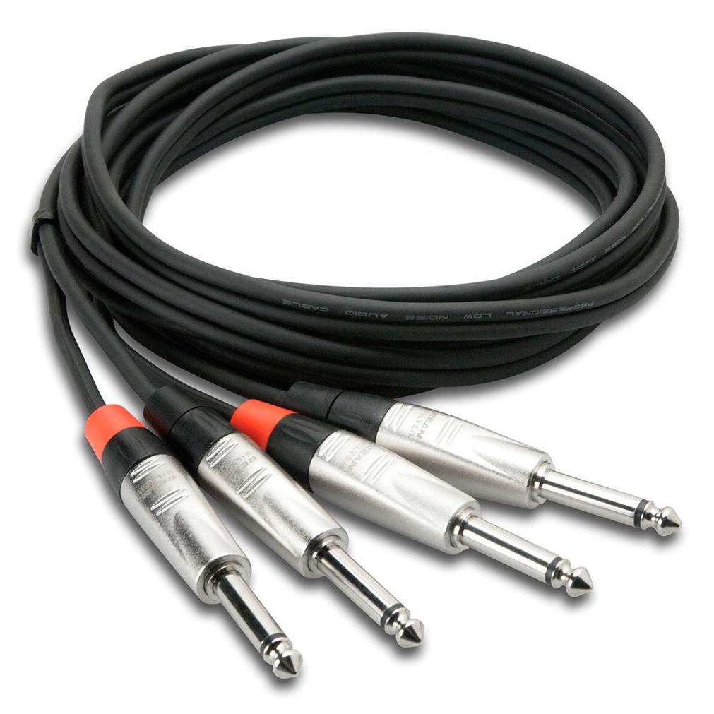 Hosa HPP-005X2 Pro Stereo Interconnect Dual Rean 1/4" TS Cable, 5 Foot