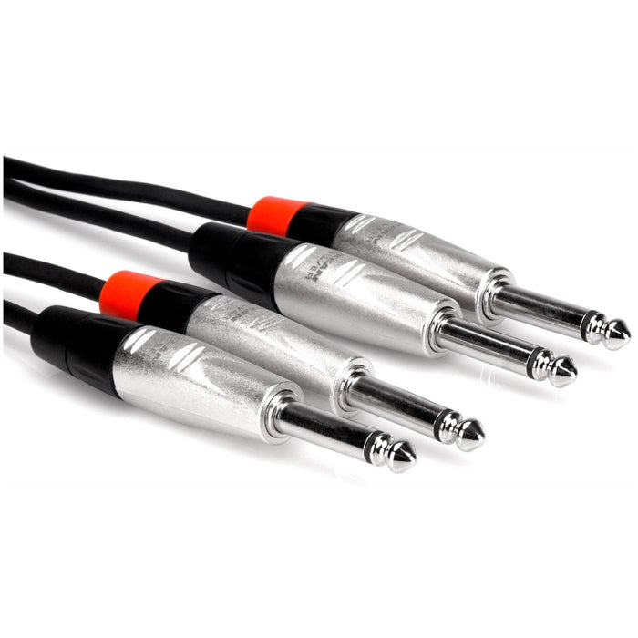 Hosa HPP-005X2 Pro Stereo Interconnect Dual Rean 1/4" TS Cable, 5 Foot