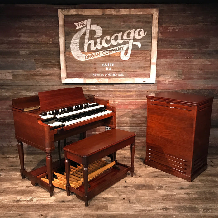 Hammond Vintage (1957) B-3 Organ and Leslie Type 122 Rotary Speaker - Red Mahogany View 2