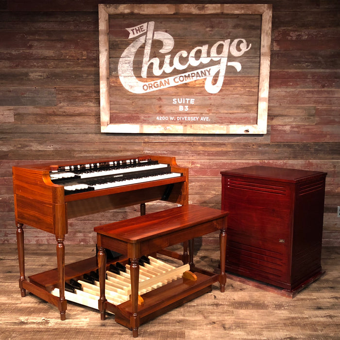Hammond Vintage A-3 Organ and Leslie Type 3300 Rotary Speaker - Red Walnut - The Chicago Organ Company